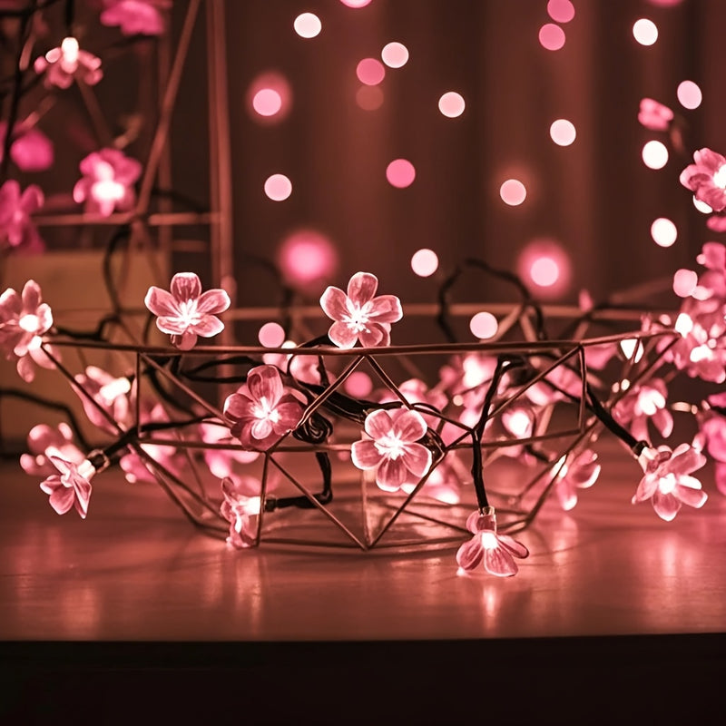 FUNINGEEK Luces de cuerda de flor de cerezo solar, 20/50/100 LED, IPX4, 8 modos, control de botón de pulsar, batería de níquel, luces de hada para jardín, patio, porche, Navidad, boda, decoración de fiesta, decoraciones solares