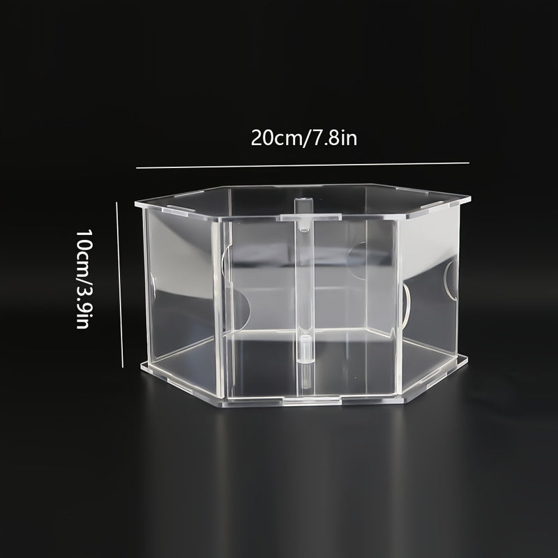 Un conjunto de 8 piezas de marcos de fotos de acrílico transparente DIY, diseñados para ensamblar un soporte de pastel hexagonal con temática de fotos, adecuado para bodas, cumpleaños, graduaciones, Halloween, Navidad, aniversarios y otros soportes de pa