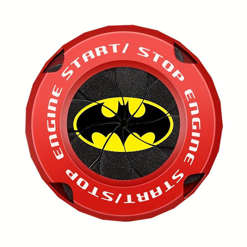 1 pieza de WB Batman, tapa de botón de arranque de coche, diseño redondeado giratorio, adecuado para botón de arranque/parada, mejora duradera de plástico interior, diseño de patrón audaz | Estuche protector duradero de plástico