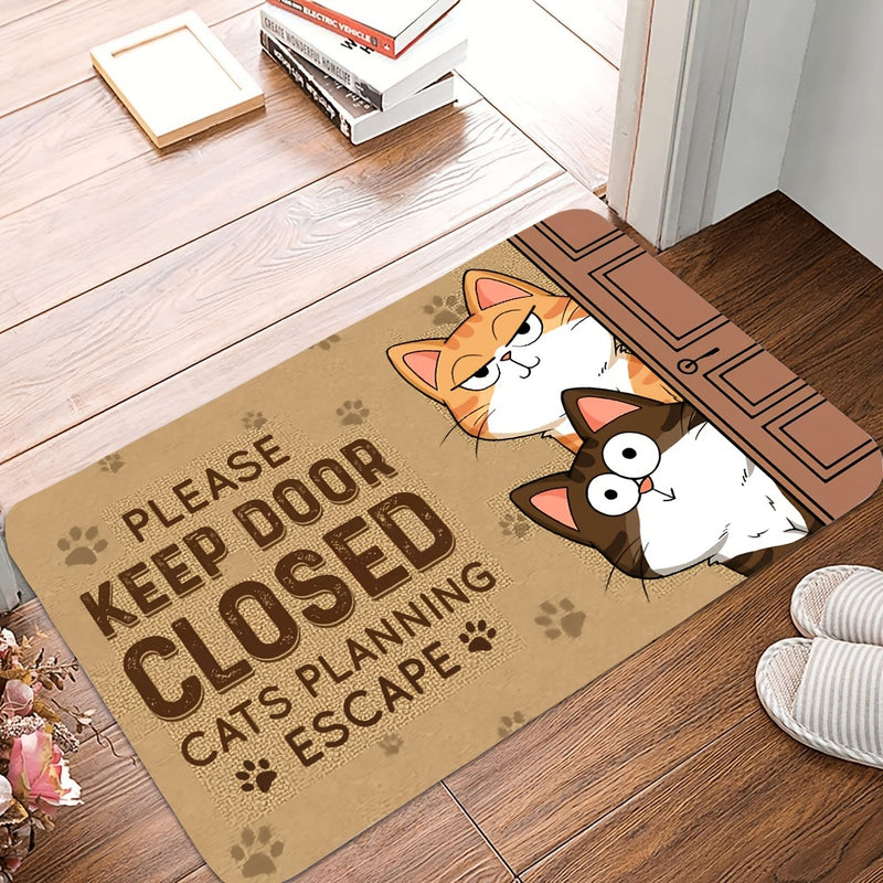Alfombra de Bienvenida para Gatos -1pc Mantén la Puerta Cerrada, Alfombra Decorativa Interior para el Hogar con Diseño de Planificación de Fuga de Gatos, Hecha de Poliéster y Con una Grosor de Un Centímetro que Pesa 800 Gramos por Metro Cuadrado