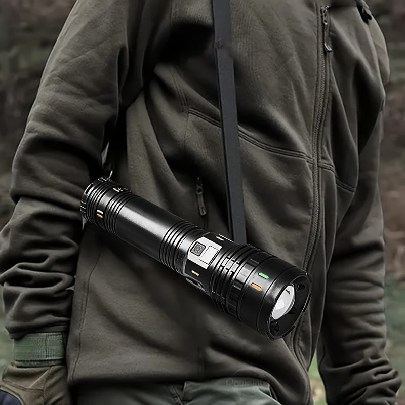 1 pieza de linterna de emergencia para exteriores, dispositivo de iluminación portátil con luces rojas y azules, ultra alta luminosidad, viene con correa, adecuada para acampar, pescar, ciclismo y uso de mantenimiento.