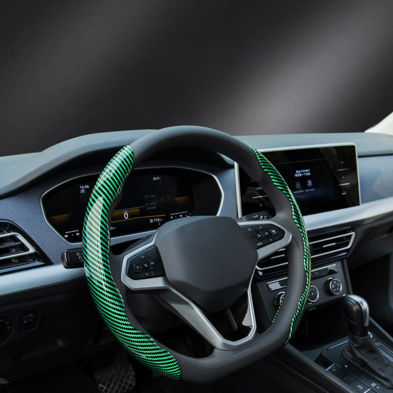 Funda de volante de fibra de carbono roja - Diseño estéreo segmentado, material PVC, accesorio interior elegante para vehículos, accesorios de dirección | Funda de volante elegante | Funda de volante duradera