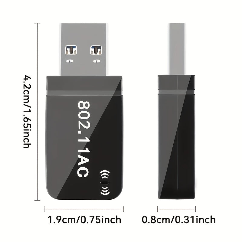 Adaptador sin varillas USB 1300Mbps para PC con Antena Dual Band de Alta Ganancia 5G/2.4G, Compatible con Windows 7/8/1/10/11: ¡Convierte tu PC en un Punto Acceso Móvil y Ofrece WiFi Instantáneo!