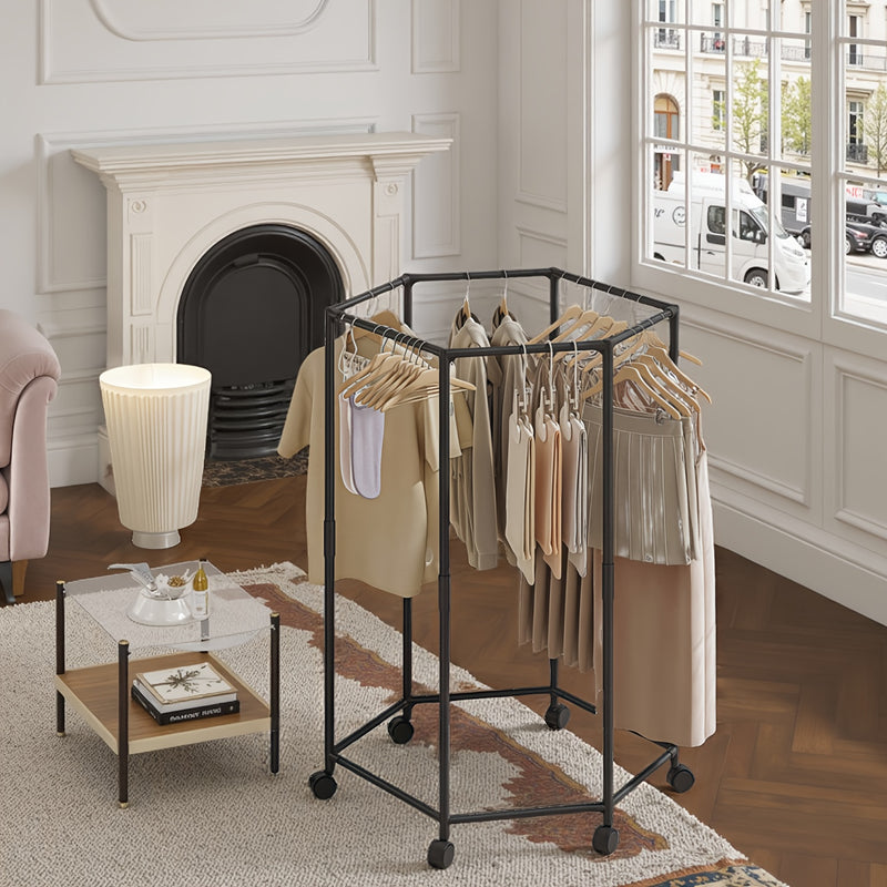 Colgador Hexagonal Giratorio 360° - Organizador Independiente de Acero al Carbono con Capacidad de 6.8 KG, Diseño Moderno en /Blanco para Dormitorio, Lavandería y Secado Móvil, Solución de Almacenamiento para Ropa