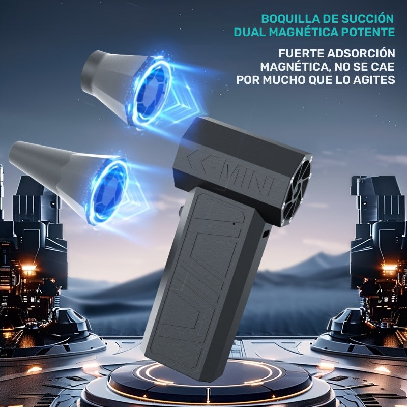 Limpiador de aire comprimido portátil, 90000RPM, 3 modos de soplador ajustables, carga USB, batería recargable de litio de 4000mAh, tensión de funcionamiento de 24V, material ABS, kit de accesorios incluido