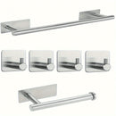 Juego de 6 toalleros contemporáneos, kit de herrajes para baño de acero inoxidable con toallero, toallero de pared, portarrollos de papel higiénico, ganchos para batas - Instalación sin taladros