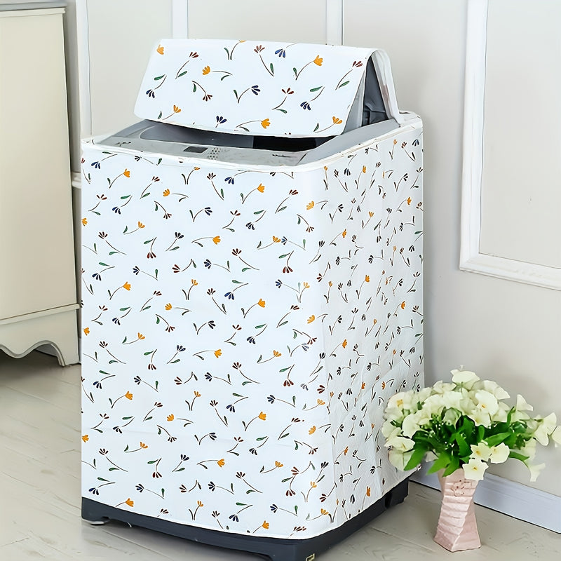 Tapa de lavadora PE - Diseño moderno floral y geométrico, cubierta duradera y resistente al polvo que no se desvanece para lavadoras de carga frontal y lavado de un solo golpe, patrones de hojas vibrantes, se adapta a balcones y espacios de vida, portáti