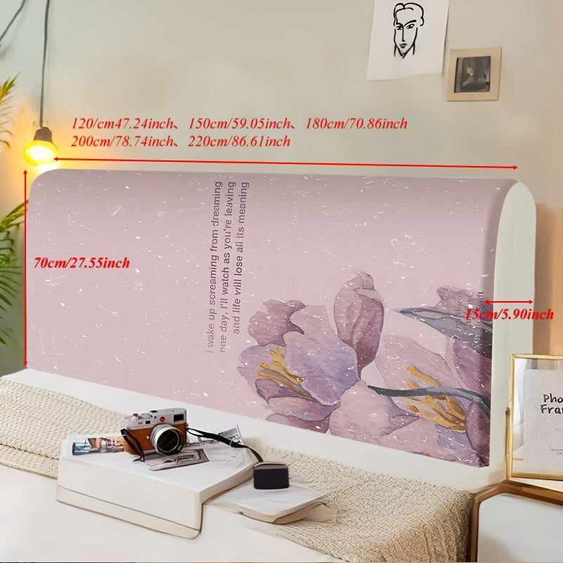 1 pieza de Funda para Cabecero de Poliéster Suave con Diseño Floral Elegante, Lavable a Máquina, Degradado de Rosa Claro a Beis, Perfecto para la Decoración del Dormitorio y Habitaciones de Hotel