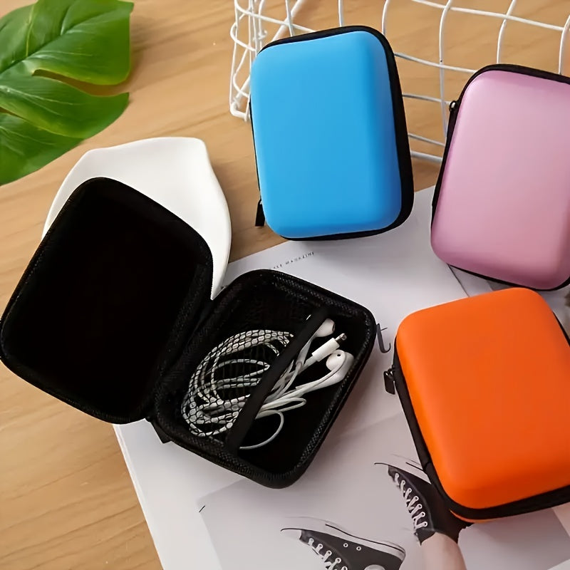 Estuche bohemio para audífonos de EVA - Organizador de viaje compacto para auriculares, cargadores, cables y más con cierre de cremallera, funda portátil, bolsa pequeña, organizador electrónico, tarjetas SD y joyeros