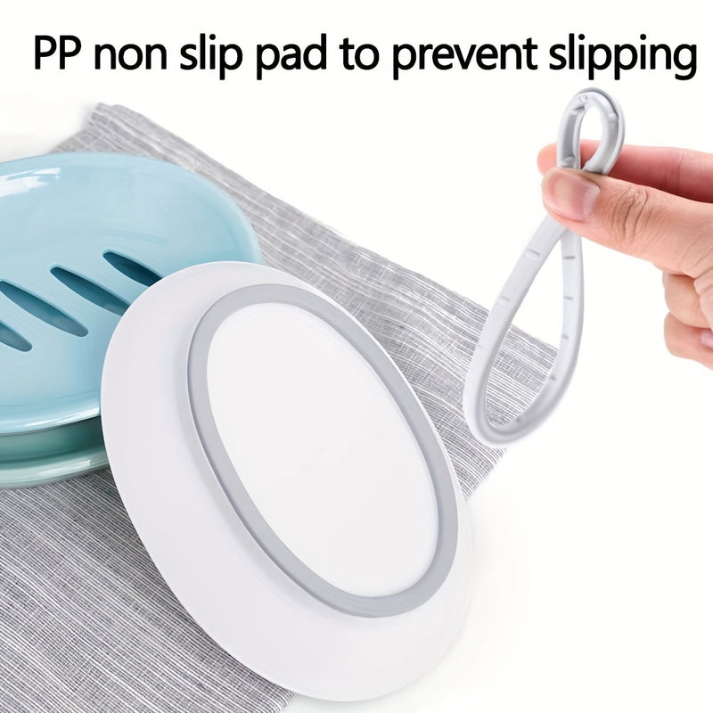 1 Protector De Jabón De Doble Capa, Novedoso, Portátil, Antideslizante, Ovalado, Para Almacenamiento De Jabón, Contenedor, Soporte Para Caja De Jabón De Ducha De Cocina, Accesorios De Baño
