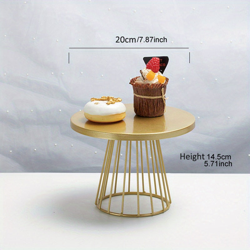 Soporte para Tartas de Metal Dorado de 2 Niveles 20cm/7.87in & 25cm/9.84in - Bandeja Decorativa Segura para Alimentos en Hierro Pulido, Ideal para Cupcakes, Pasteles y Eventos - Diseño Festivo, Construcción Duradera, Perfecto para Bodas, Cumpleaños y Hog