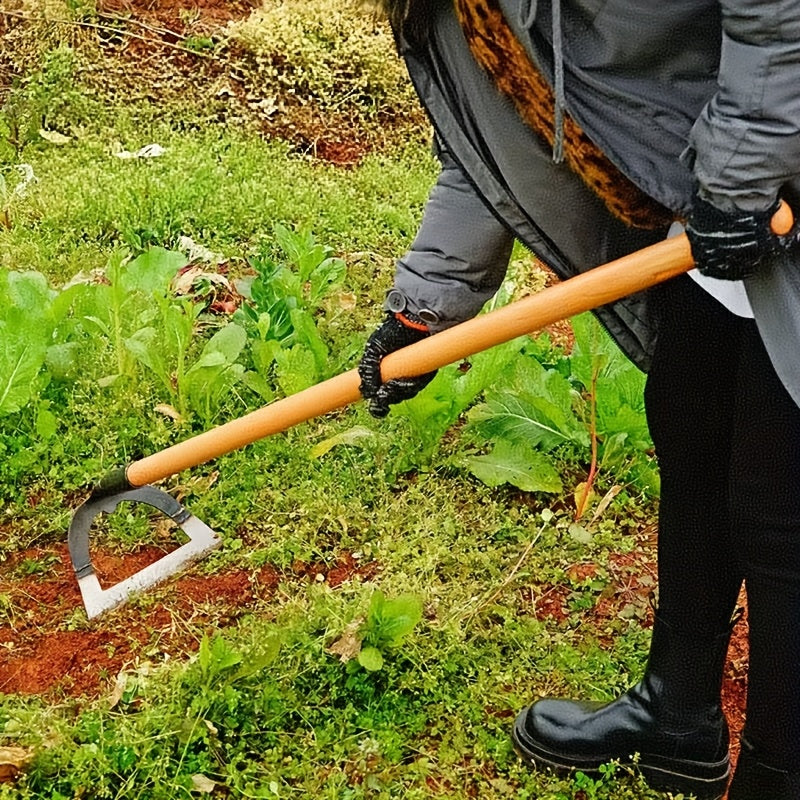 Azada de Acero al Manganeso Resistente, Herramienta Duradera para Desmalezar y Aflojar la Tierra con Fácilidad, Diseño Hueco en Forma de Corazón Afilado, Ideal para Jardinería, Plantación y Trasplante--Rastrillo Manual para Deshierbe, Pala de Jardín