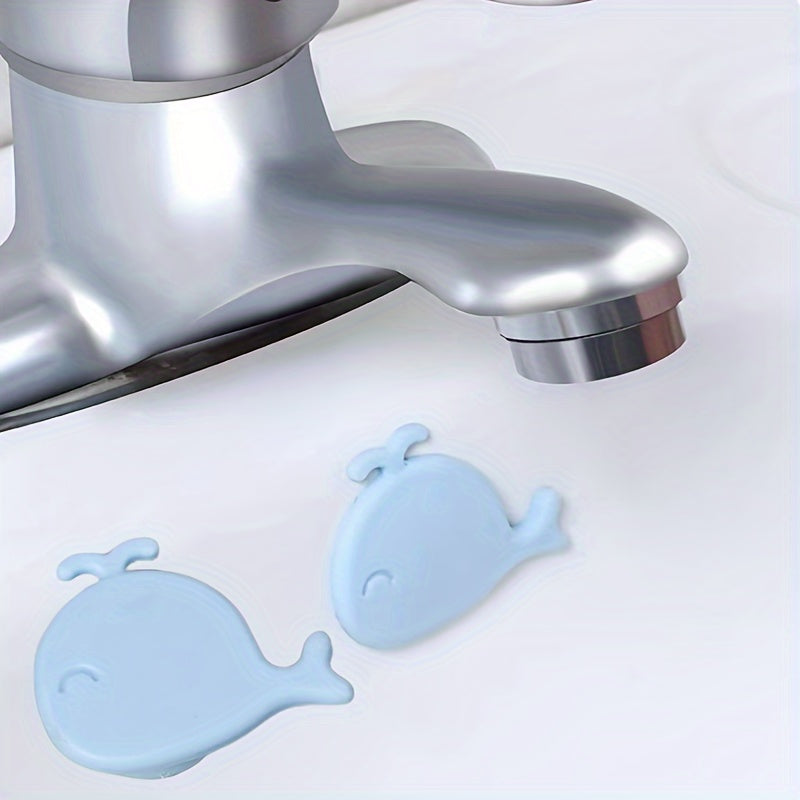 1/2 piezas Anillo de desbordamiento para lavabo, diseño de ballena adorable, cubierta embellecedora para lavabo, plástico, accesorio de decoración para baño del hogar