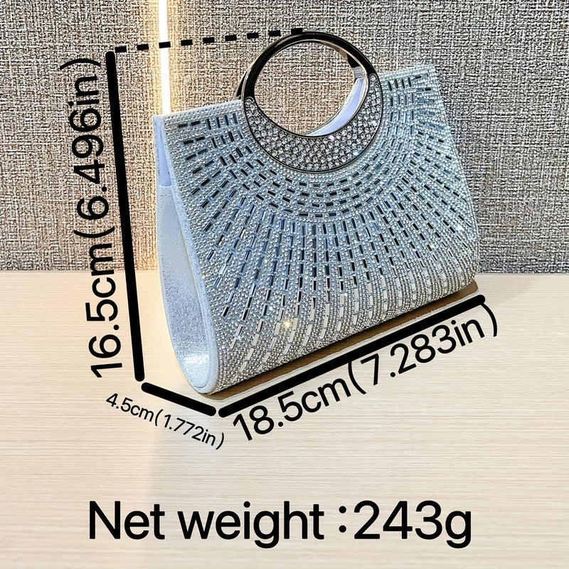 Clutch Brillante con Pedrería para Noches de Fiesta, Bolso de Hombro para Banquetes y Eventos de Fin de Semana, Bolsa de Cena para Mujer que Guarda Maquillaje Diario, Ideal como Regalo