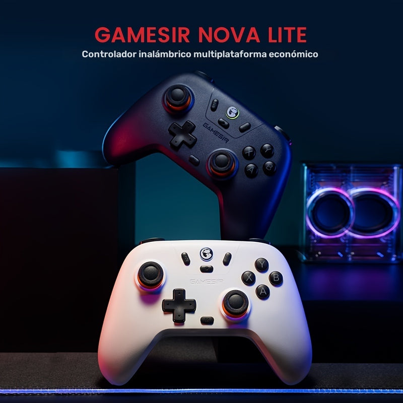Controlador de juegos inalámbrico GameSir Nova Lite - Diseño ergonómico, palancas Hall Effect, función turbo, compatible con múltiples plataformas (Switch, Android, iOS, PC y Steam), recargable, conectividad triple (inalámbrico/adaptador/cable), botones