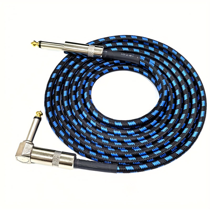 Cable de guitarra de 3,3 pies a 16 pies - Cable de instrumento de alta resistencia de 1/4" con diseño trenzado azul y negro, conector de ángulo recto a recto para guitarra eléctrica, bajo, mandolina, configuración de audio profesional, cable de guitarra,
