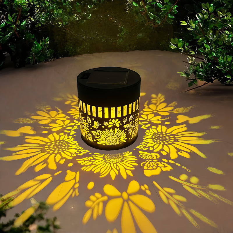 2 piezas/set, luces LED solares de proyección para pared exterior, IP65 luces para cercas con diseño metálico hueco, decorativas para patio, jardín, pasillo, terraza y escaleras, regalo exquisito para padres y amigos