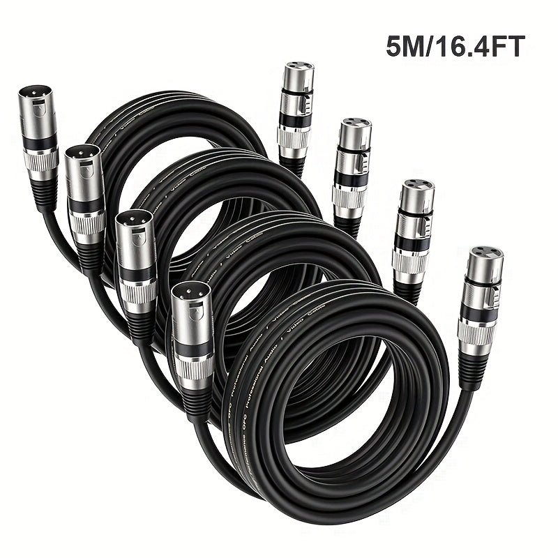 4 piezas de cable para micrófono XLR, 3 pines balanceado XLR, para sistema PA, grabadora de estudio, amplificador, cubierta PVC, producto más vendido temporada de graduación, regalo de cumpleaños, karaoke, equipo de podcast, cable para microfonía de grab