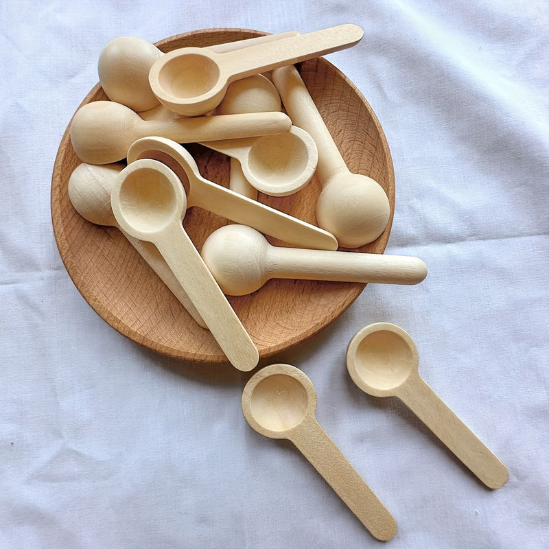 6/12pcs Cuchara de Bambú Pequeña Cuchara de Madera Mango Largo Cuchara de Miel Cuchara de Salsa de Frutas Cuchara de Café Cuchara de Postre Cuchara de Condimento Sal Cuchara de Mezclar