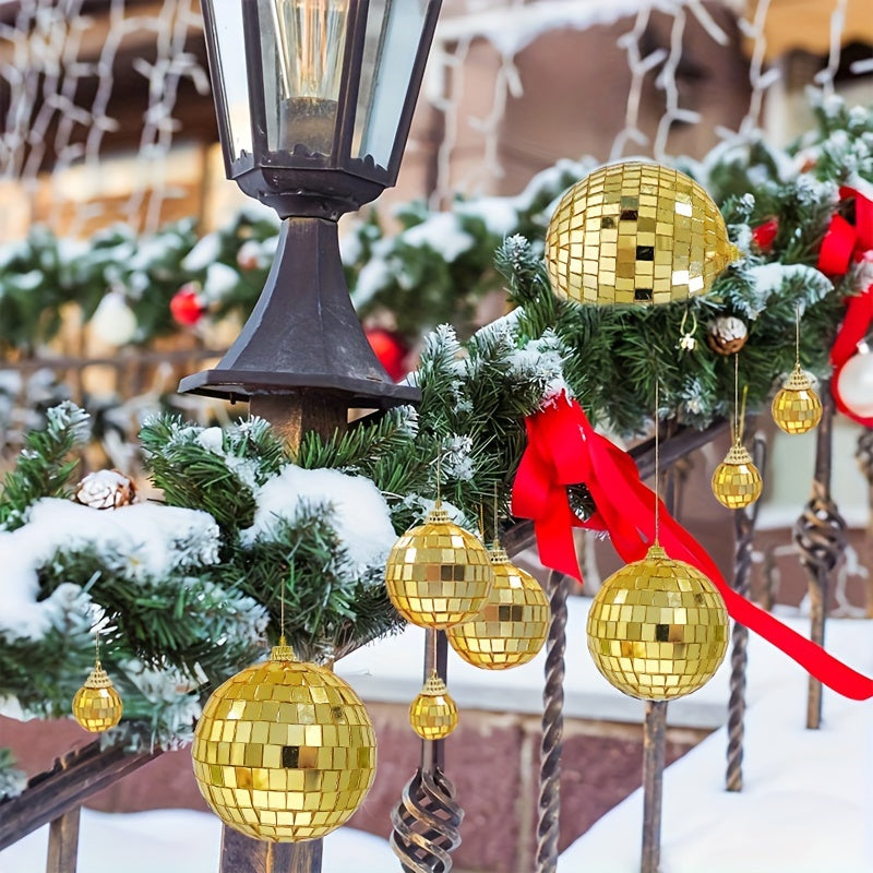 35 bolas de disco de vidrio, 4 tamaños, decoraciones reflectantes plateadas colgantes, suministros para fiestas de disco de los 70, decoraciones navideñas para árboles, sin plumas, para uso en el hogar y la cocina.