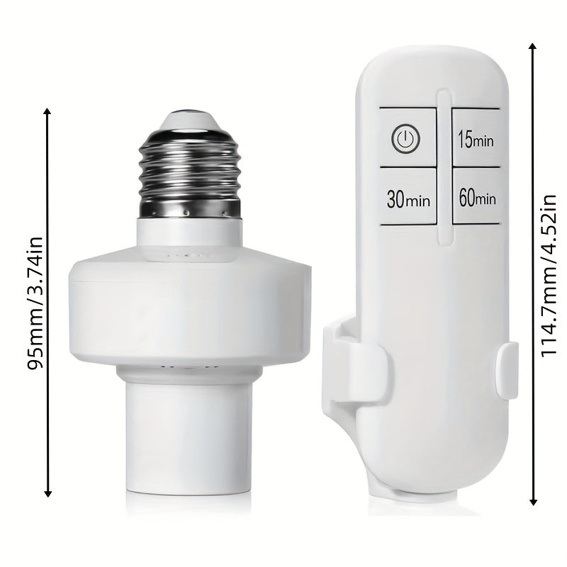 1 pieza de soporte de lámpara inteligente E27 con control remoto y interruptor de temporizador de 15 minutos/30 minutos/60 minutos - Luz LED de 85-265V, bombilla no incluida, fácil instalación para iluminación inalámbrica y cableada interior, luz de cont