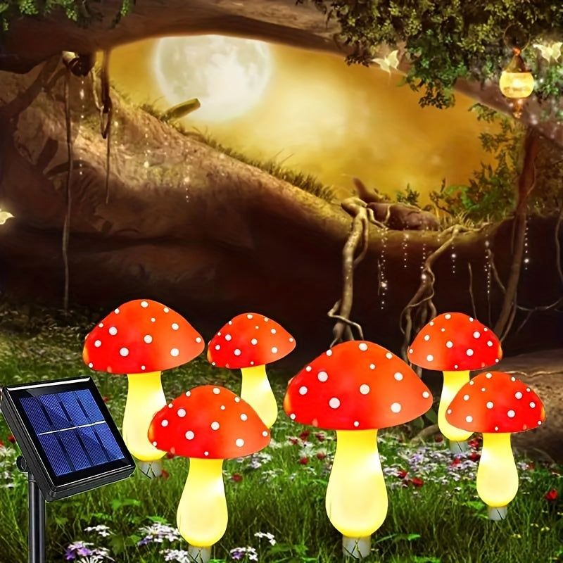 8 o 12 piezas de luces solares para jardín en forma de hongo - Luces LED solares para caminos con encendido/apagado automático, decoración de jardín en plástico resistente para patio, jardín o pasillos - Diseño divertido de hongos resistente a la intempe