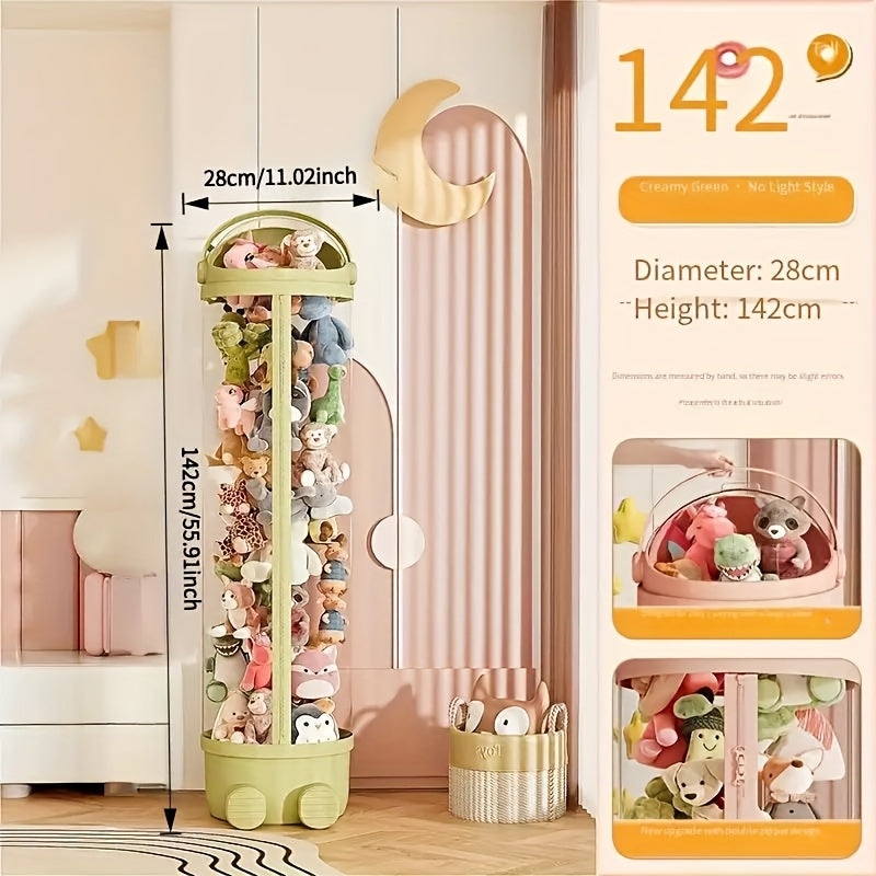 Balde de Almacenamiento Transparente con Temática de Astronauta Blanco y Tapa Abatible - Organizador Multiusos para Muñecas, Juguetes, Hogar & Viaje, Contenedor Portátil de Plástico Duradero 111.76-172.72 cm