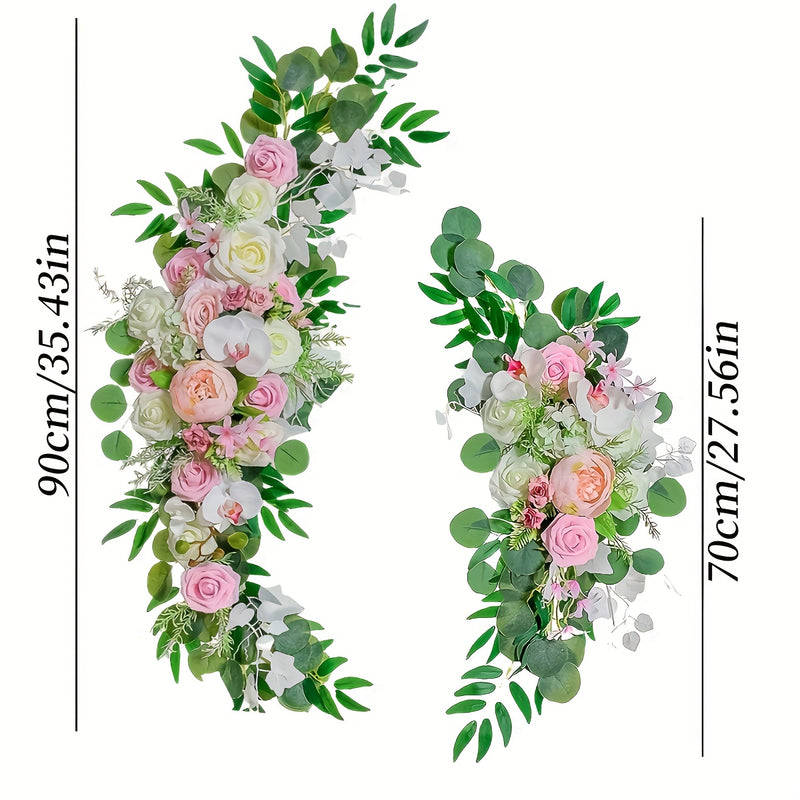 Juego de 2 piezas de flores artificiales para decoración de arco de boda, área de bienvenida, colgantes, flores angulares, decoración exterior, puerta, arreglo floral para bodas