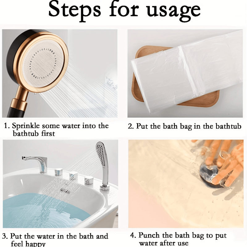 2/5 Bolsas Desechables para Baño con 5/10 Fundas de Remojo para Pies, Cubiertas Grandes para Bañera Forradas en Plástico – Ideales para Hogar, Viajes y Salones (102x47 pulgadas / 260x120 cm)