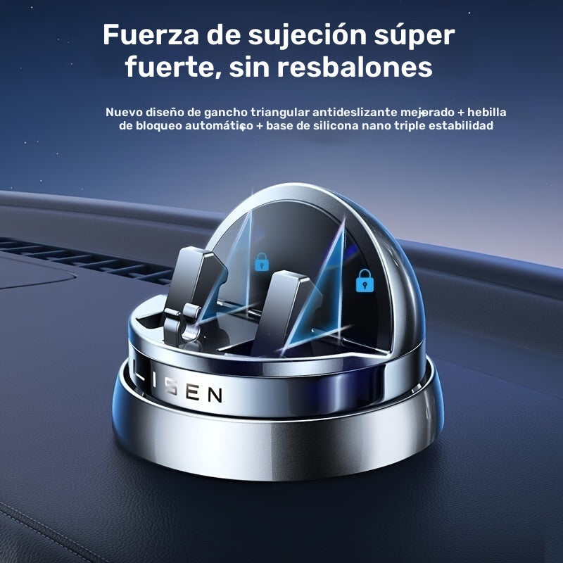 Soporte para Teléfono de Coche con Diseño Triangular Mejorado por Lisen - Sujeción Fuerte, Alta Calidad, Montura Giratoria para Salpicadero con Base de Silicona Nano para iPhone (Sin Necesidad de Batería)