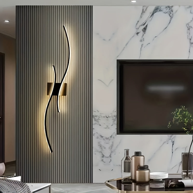 Aplique de pared LED moderno con función de luz regulable, material de vidrio, para sala de estar, comedor, oficina, dormitorio - Montaje semi empotrado, accesorio desmontable, cableado, no requiere batería, compatible con 85-265 V, incluye herrajes de i