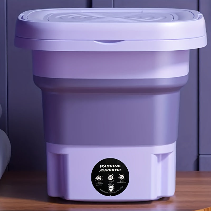 Máquina de lavar plegable de 8 litros, máquina de lavar mini, lavadora portátil para autocaravanas, adecuada para uso de viaje, ahorradora de ropa interior y sujetador, ideal para uso doméstico, sin batería.