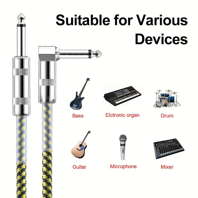 Cable de conexión para instrumentos JUSTPRO de 6.35 mm, para guitarra eléctrica y bajo, forma redonda, macho a macho, alta fidelidad, sin distorsión de sonido, compatible con bocinas e instrumentos, ideal para Pascua, temporada de graduaciones, accesorio