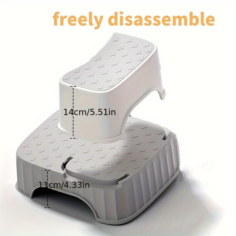 Taburete de Plástico de Dos Pasos en Un Paquete, Superficie y Base Antideslizante, Portátil con Tapa de Poliéster, Duradero, Multifuncional, Adecuado para Varios Tipos de Habitaciones, Baño, Cocina y Entrenamiento Higiénico, Apilable