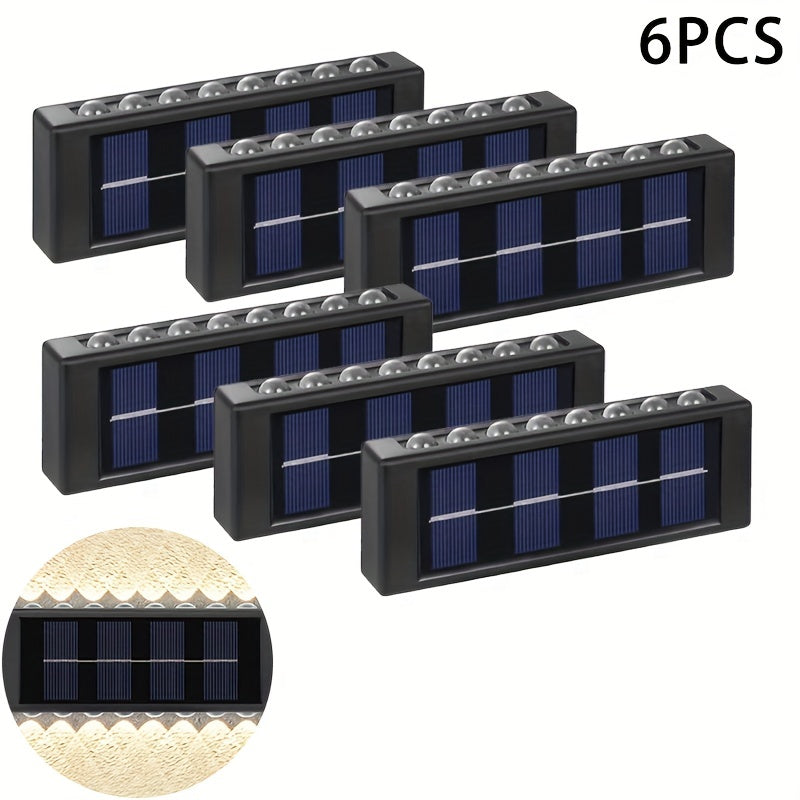 6 luces solares con 16 LED, luces solares para exteriores, decoración de jardín, calle y paisaje, luces solares para pared de balcón, fáciles de instalar en exteriores, ideales para jardines, entradas de autos, garajes, etc