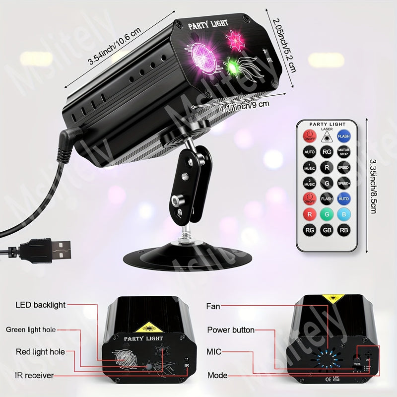 Luces de Escenario Láser RGB para DJ - Proyector LED con Sincronización Dinámica de Voz - Control Remoto para Karaoke, KTV, Fiestas de Baile, Cumpleaños, Bodas - Crea un Ambiente Inolvidable