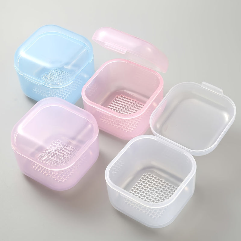 Caja esterilizadora de brocas de taladro de uñas - Luz blanca/púrpura/púrpura rosa/azul, contenedor de limpieza y drenaje de doble capa para cepillos y herramientas de esmalte de uñas, plástico, sin fragancia, no requiere batería, esenciales para el cuid