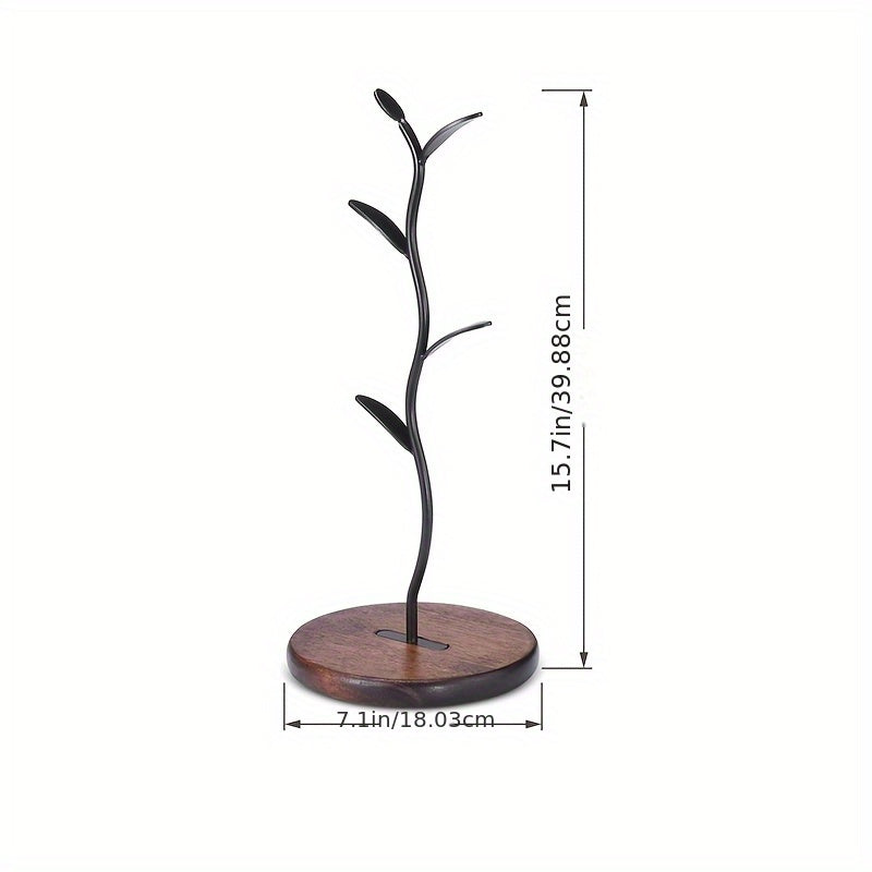 Soporte de almacenamiento colgado para taza de café de madera y hierro, acabado pulido, fácil de instalar, estilo de moda, para mesa