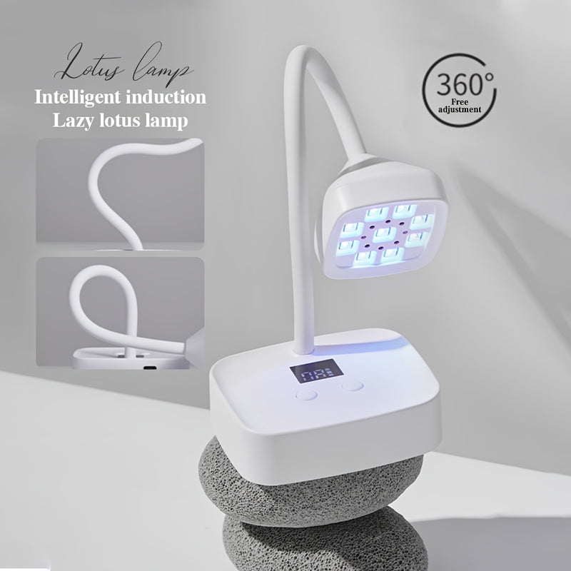Linterna de Gel Recargable Inalámbrica - Temporizadores Dobles 30s/60s, Ángulo Ajustable 360° y Luces LED Azules para Uñas Rápidas, Portátil con Pantalla Digital USB, Linterna para Manicura en Casa o Salón, Cuerpo de Plástico Duradero