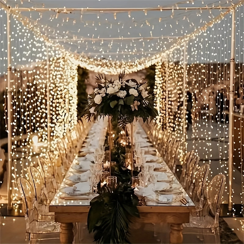 100/200/300/600 LED Luces de cuerda contemporáneas alimentadas por USB, Cortina de luces multicolor/blanco para interior/exterior, Navidad, boda, fiesta, cumpleaños, decoraciones de vacaciones, Sin plumas, ≤36V