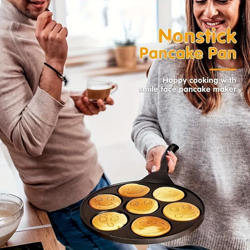 Mini Sartén para Panqueques de 7 Moldes – Antiadherente, Aleación de Aluminio Duradera para Limpieza Fácil y Formas Divertidas en la Hora del Desayuno