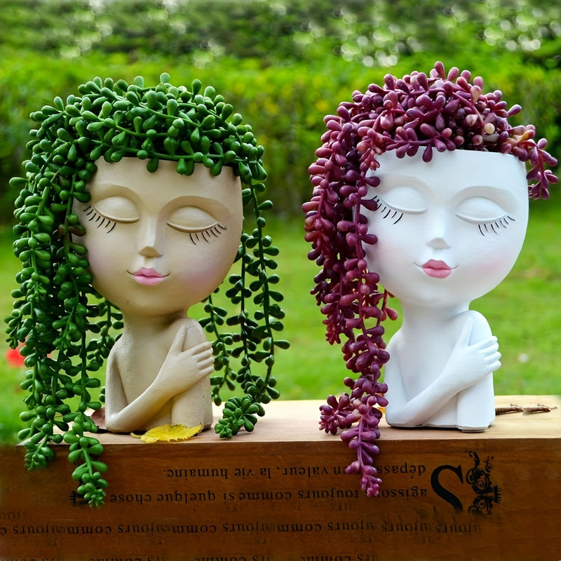 1 Florero Creativo De Resina, Maceta Decorativa Para El Hogar, La Oficina, La Sala De Estar, Jarrón, Jardín, Balcón, Maceta De Flores
