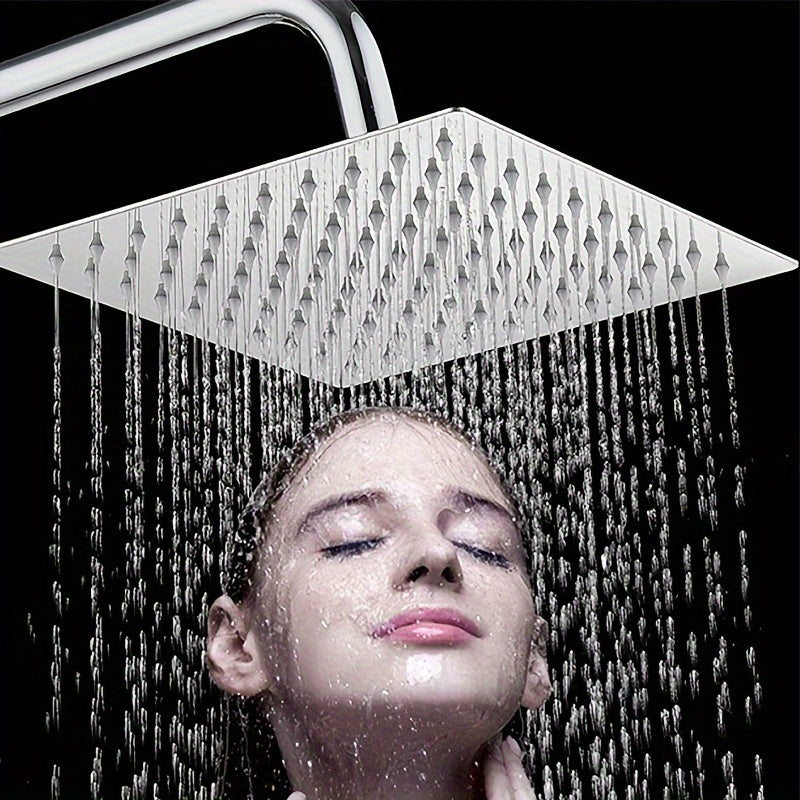 Cabezal de Ducha de Acero Inoxidable con Diseño Cuadrado Ultrafino, Accesorio de Baño Ahorrador de Agua