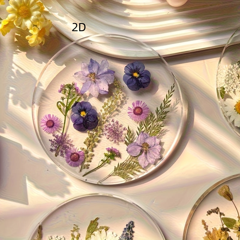 Juego de 4 Posavasos Acrílicos Planos 2D, Coloridos y Estampados para Exteriores, Decoración de Mesa para Bodas, Cumpleaños o Día de la Madre, Arte con Flores Silvestres, Diseño 2D Plano, Ideal para Navidad