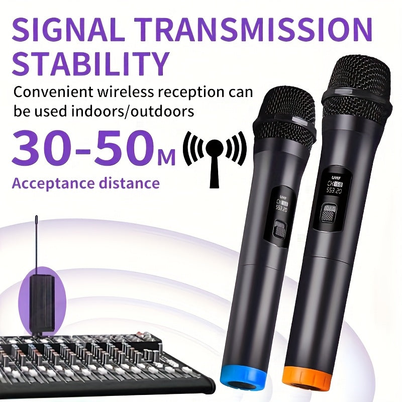 Microfono sin varillas de Alta Calidad, 2 Micrófonos Portátiles con Conector XLR, Ideal para Karaoke, Fiestas, Iglesias y Bodas, Carga USB
