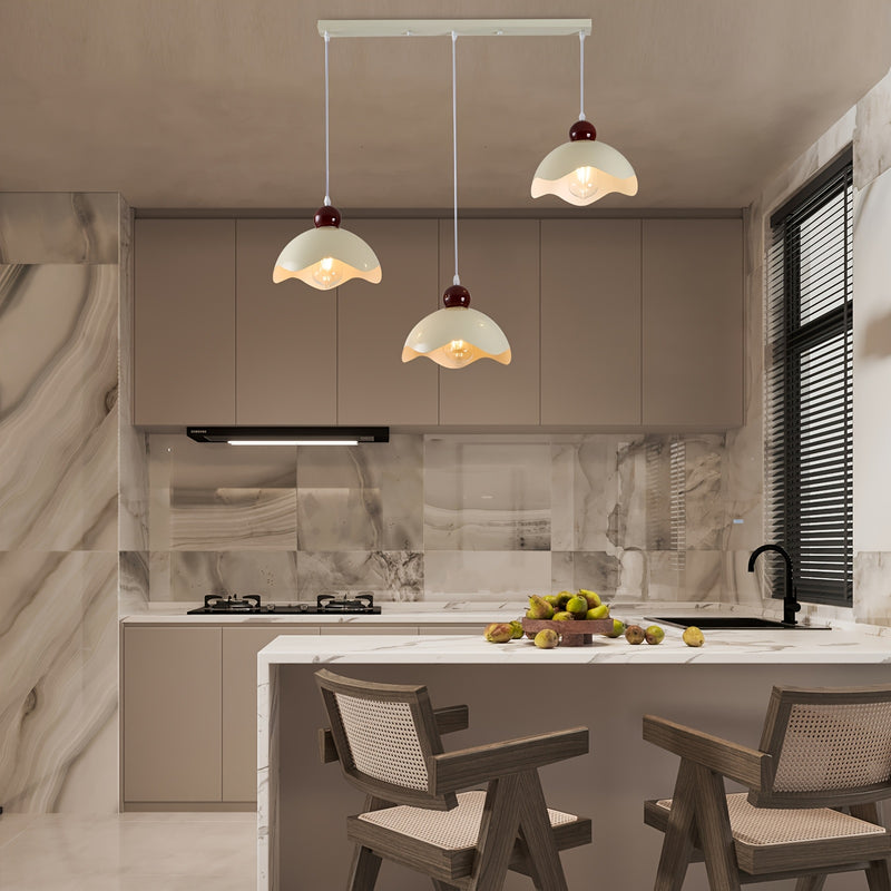 1pc, Lámpara Colgante de Lujo con Pantalla de Hierro Blanco, Candelabro Retro de 3 Cabezas para Comedor, Luz de Techo para Isla de Cocina o Sala, Decoración del Hogar, Lámparas Colgantes, Compatible con Bombillas E26/E27 (Bombillas no Incluidas)