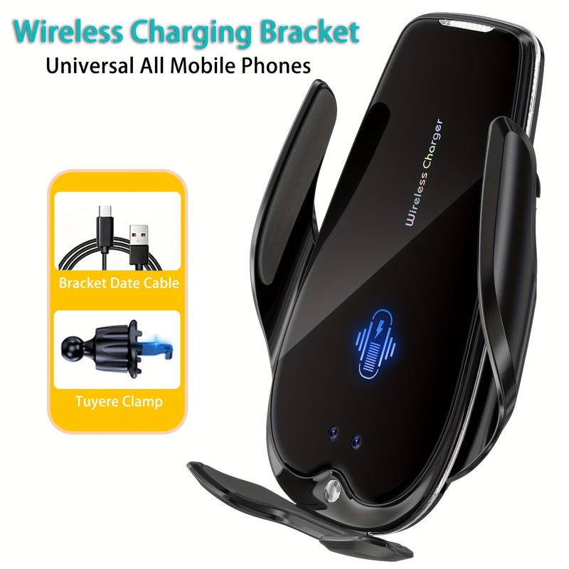 Cargador de coche inalámbrico de 15W con auto-enganche, rotación de 360° - Conector USB, compatible con iPhone 17/16/15/14/13/12/11 Pro Max/Xs, Samsung Galaxy S24 Ultra/S23/S22/S21/S20/S10+, teléfonos de Google y más - Sin batería, carga rápida de 15W