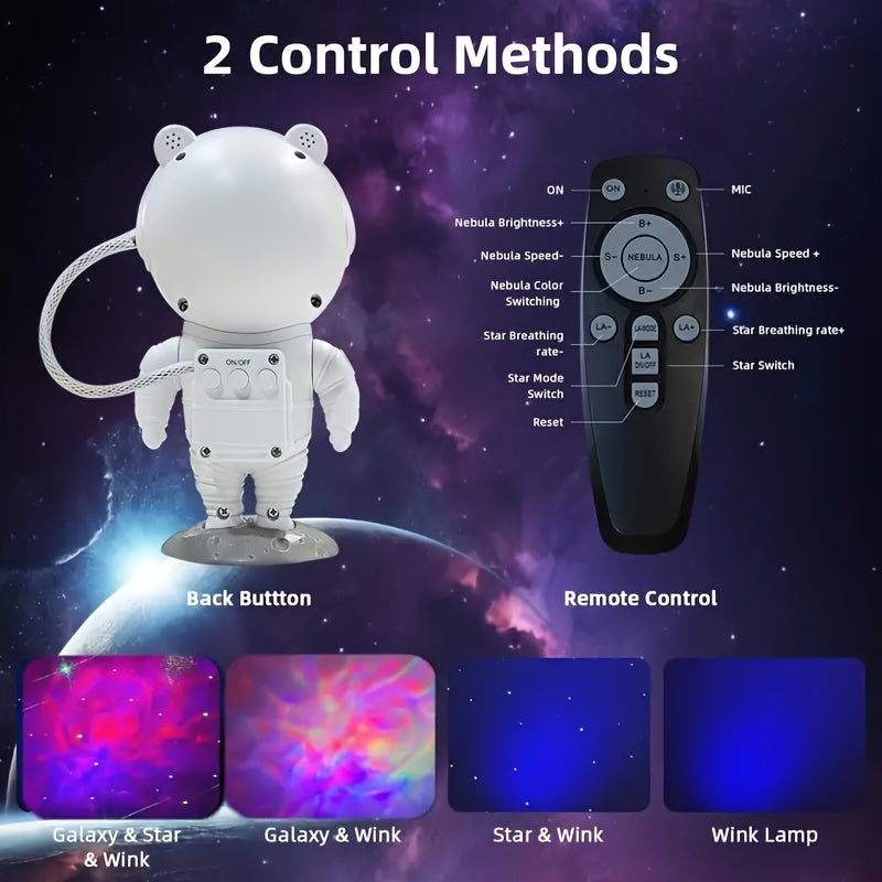 Linterna de proyección plateada con cielo estrellado de astronauta, control remoto incluido, ideal para salas de juegos/escritorios/dormitorios/salones/oficinas/estudios, regalo perfecto para amigos/familia - cumpleaños/Día de San Valentín/Nadal/Hallowee