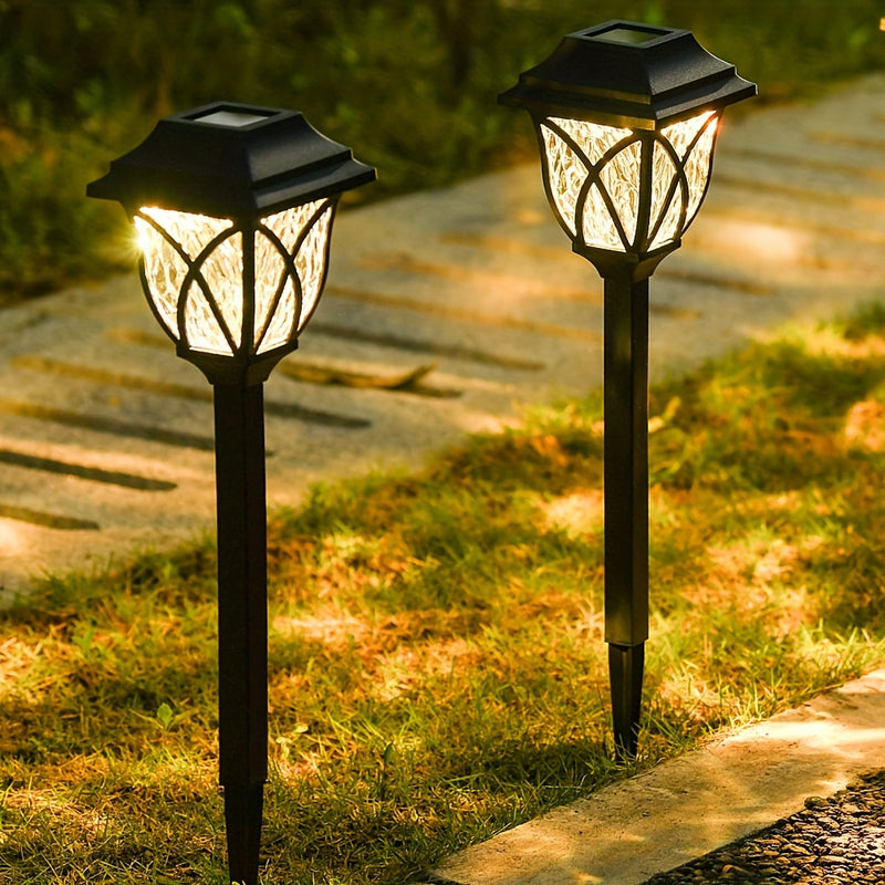 2-Pack Luces Solares para Caminos, Iluminación de Paisaje de Jardín de Plástico Enterrado, Luces Solares Plegables para Exteriores con Montaje Semi-Empotrado con Herrajes de Instalación, Batería de Níquel, Impermeable para Césped, Patio, Terraza, Pasarel