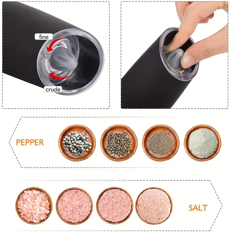 Molinillo de Pimienta Rosa Policía, Molinillo de Sal Marina para el Hogar, Molinillo de Especias Ajustable Eléctrico, Triturador de Pimienta Reutilizable, Utensilio de Cocina, Grano Ajustable, Luz LED Alimentada por Batería, Operación Automática con Una